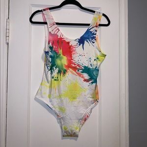 Colorful splatter print bodysuit